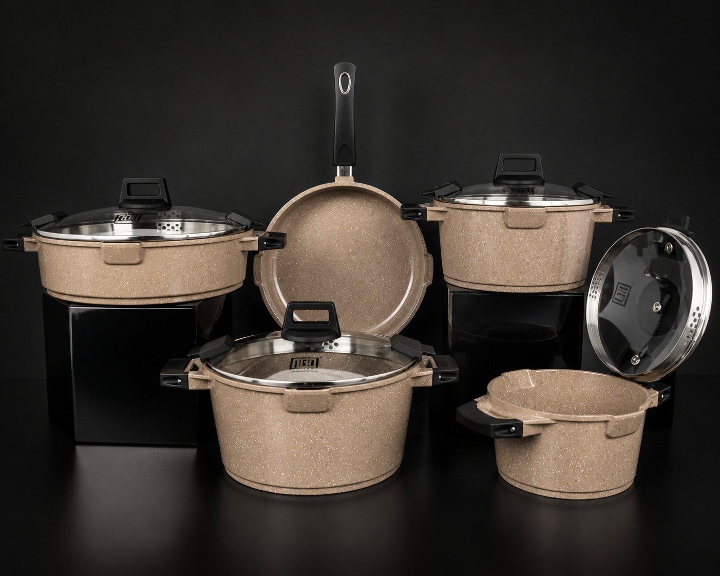 Luxury Ceramic Cooking Pot Set ( 5pcs Mint Green)